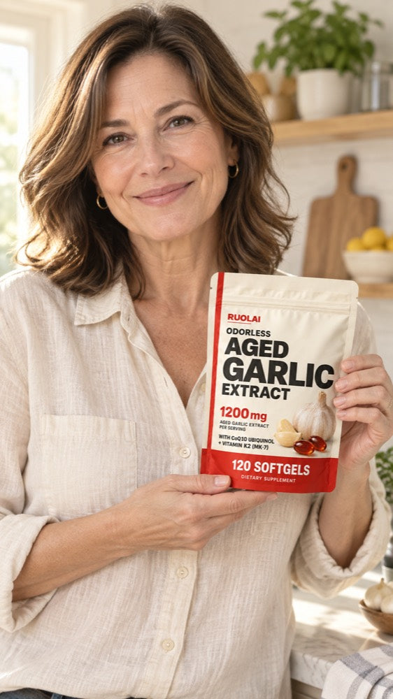 Demo image — In your hands, RUOLAI aged garlic lifestyle illustration