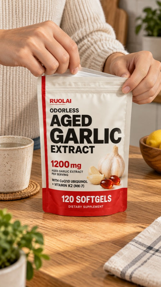 Demo image — The first opening, RUOLAI aged garlic lifestyle illustration