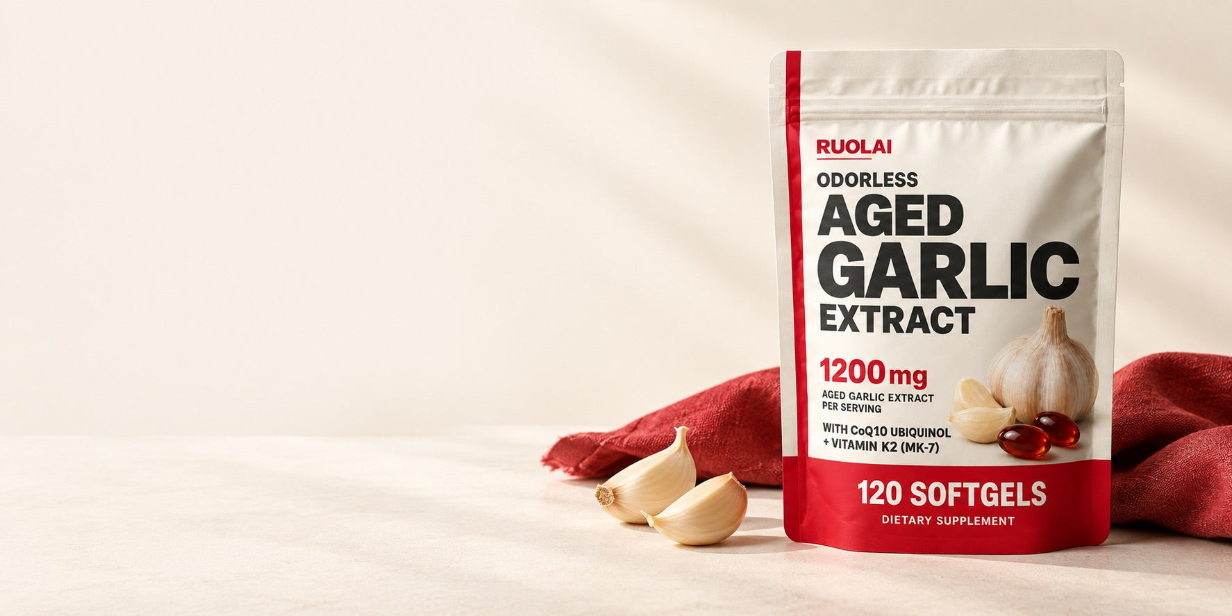 Demo image — RUOLAI garlic studio product composition