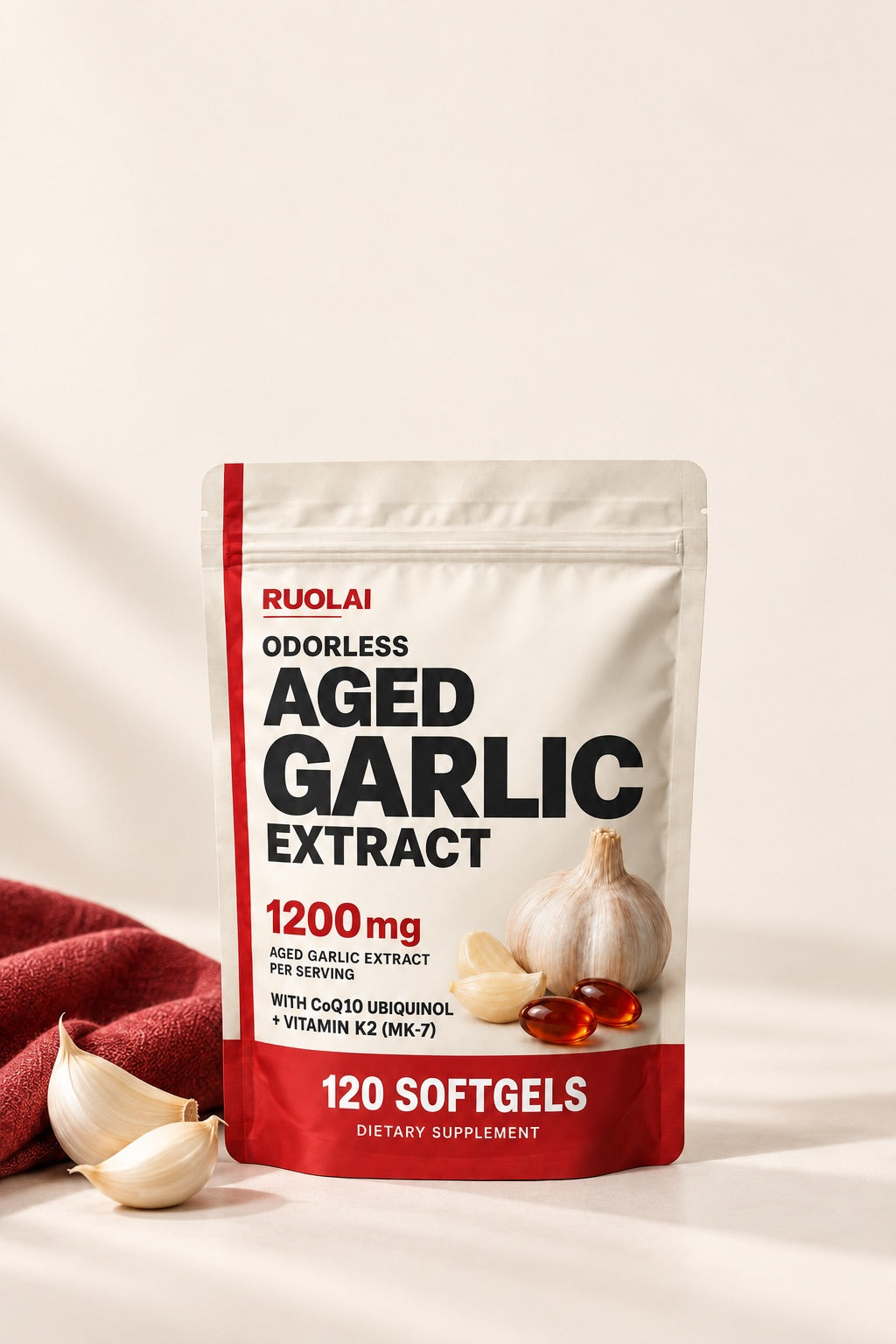 Demo image — RUOLAI garlic studio product composition
